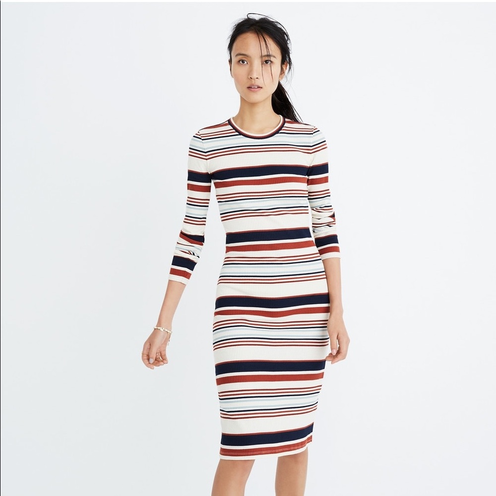 Madewell Ribbed Long-Sleeve Midi Dress